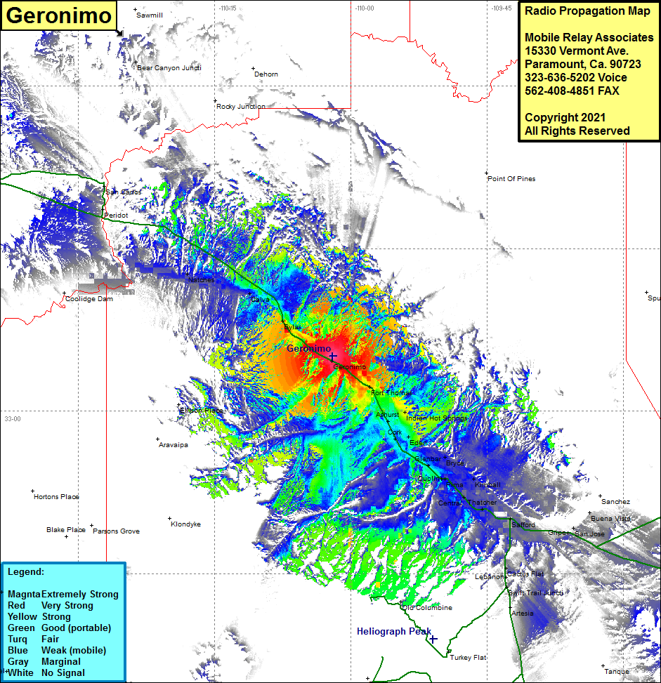 heat map radio coverage Geronimo